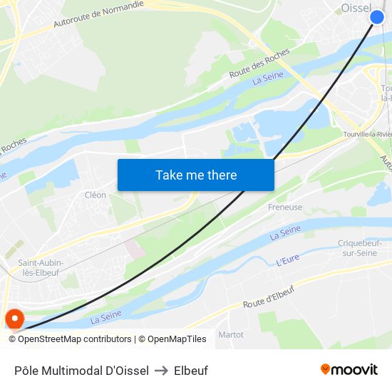 Pôle Multimodal D'Oissel to Elbeuf map