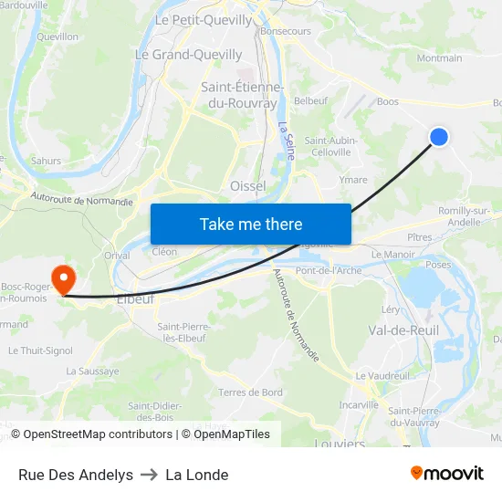 Rue Des Andelys to La Londe map