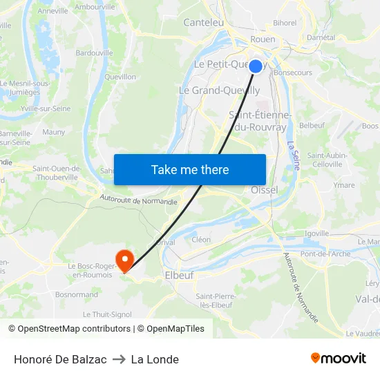 Honoré De Balzac to La Londe map