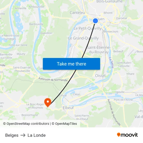 Belges to La Londe map