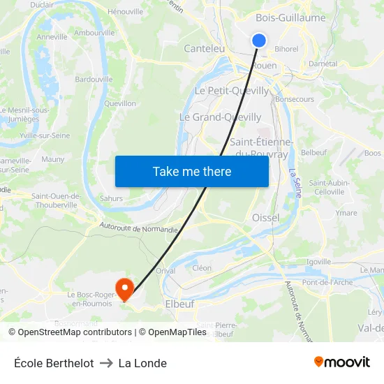 École Berthelot to La Londe map