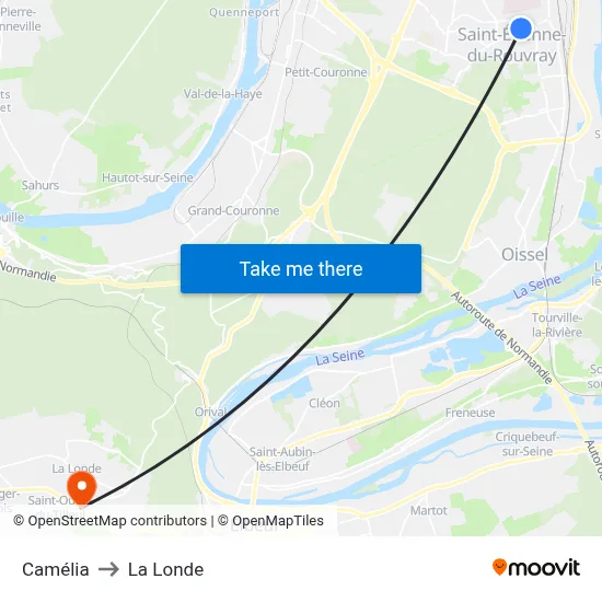 Camélia to La Londe map