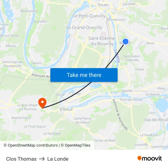 Clos Thomas to La Londe map