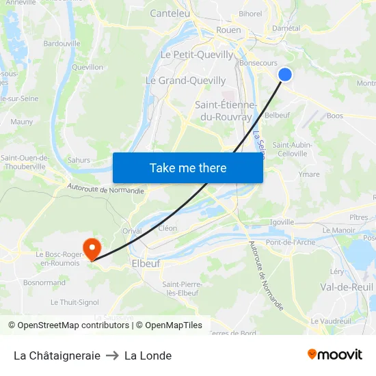 La Châtaigneraie to La Londe map