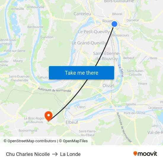 Chu Charles Nicolle to La Londe map