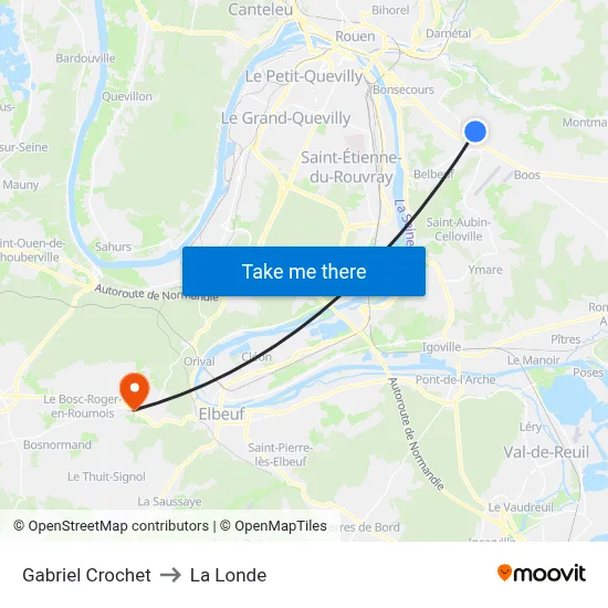 Gabriel Crochet to La Londe map