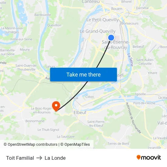 Toit Familial to La Londe map