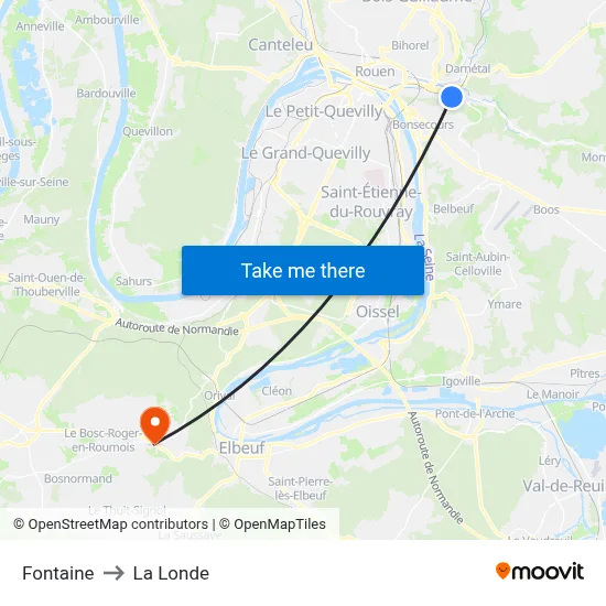 Fontaine to La Londe map