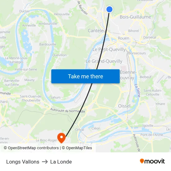 Longs Vallons to La Londe map