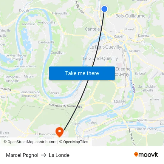 Marcel Pagnol to La Londe map