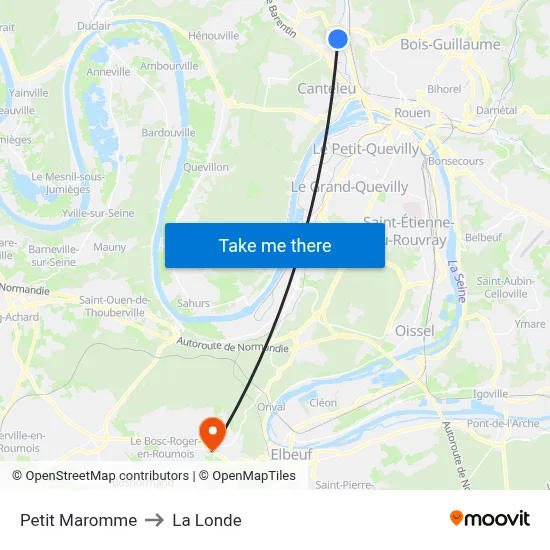 Petit Maromme to La Londe map