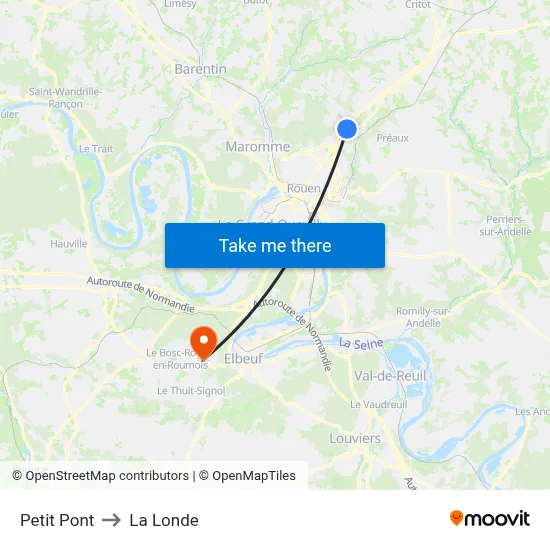 Petit Pont to La Londe map