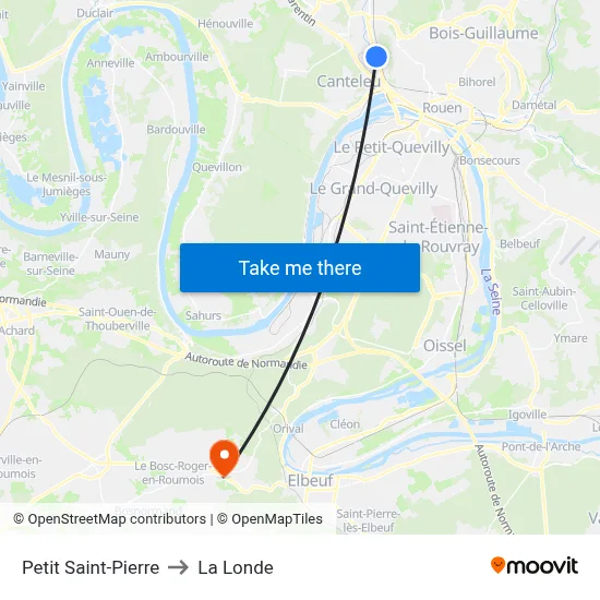 Petit Saint-Pierre to La Londe map