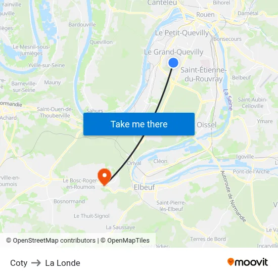 Coty to La Londe map