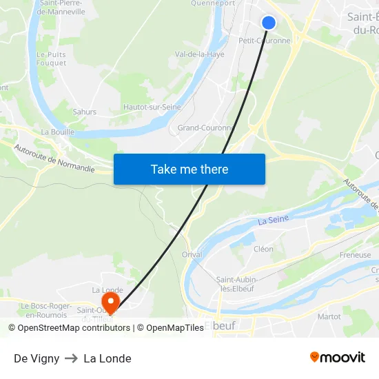 De Vigny to La Londe map