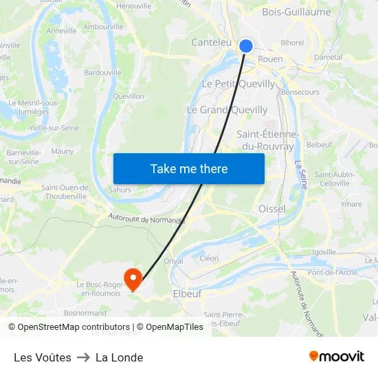 Les Voûtes to La Londe map