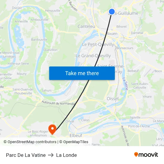 Parc De La Vatine to La Londe map
