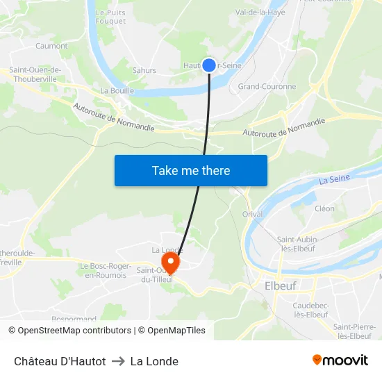 Château D'Hautot to La Londe map