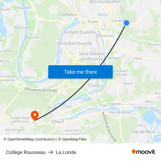 Collège Rousseau to La Londe map