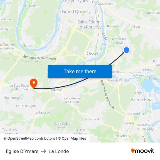 Église D'Ymare to La Londe map
