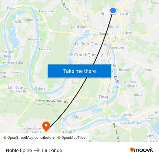 Noble Epine to La Londe map