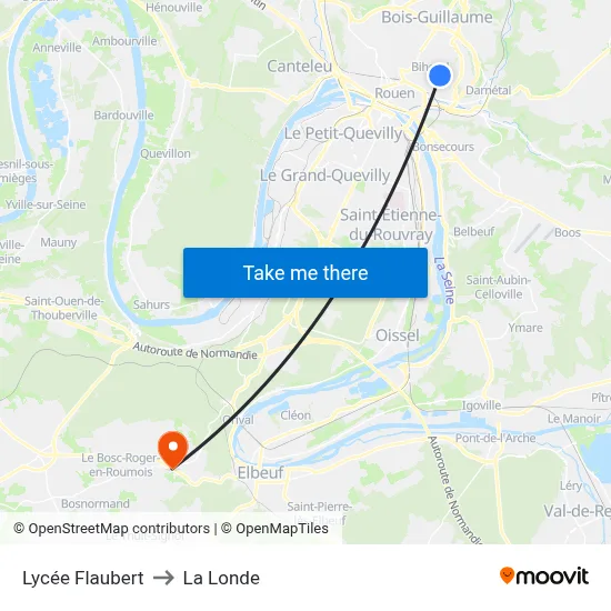 Lycée Flaubert to La Londe map
