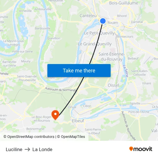 Luciline to La Londe map