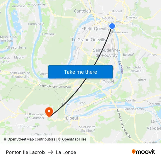 Ponton Ile Lacroix to La Londe map