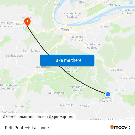 Petit Pont to La Londe map