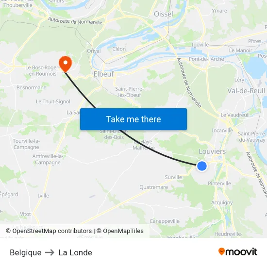 Belgique to La Londe map