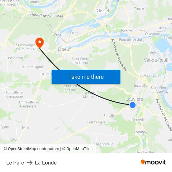 Le Parc to La Londe map