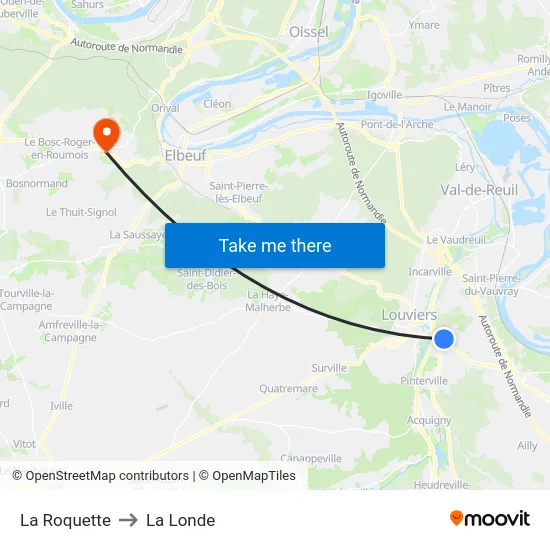 La Roquette to La Londe map