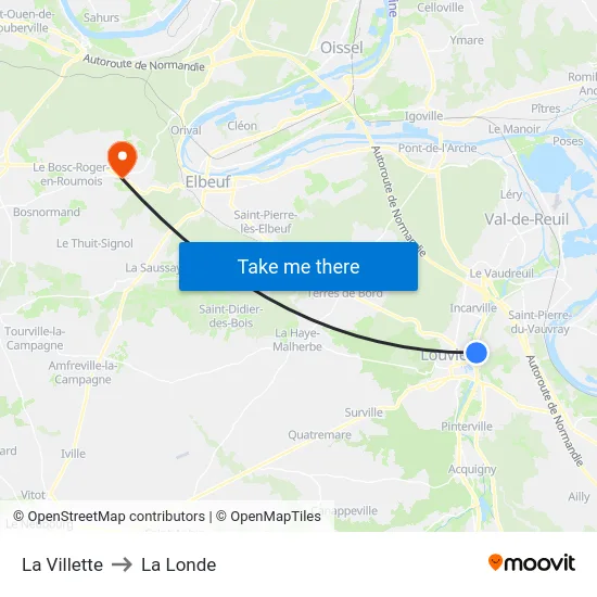 La Villette to La Londe map