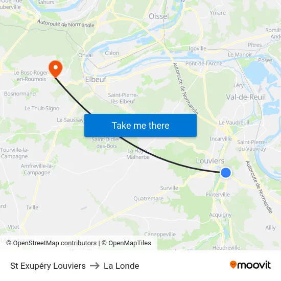 St Exupéry Louviers to La Londe map