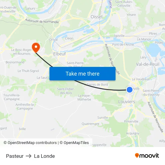 Pasteur to La Londe map