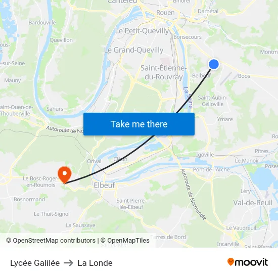 Lycée Galilée to La Londe map