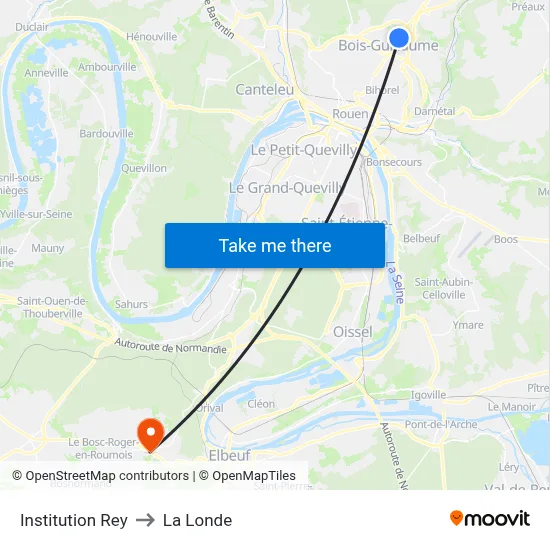 Institution Rey to La Londe map