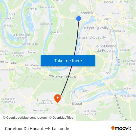 Carrefour Du Hasard to La Londe map