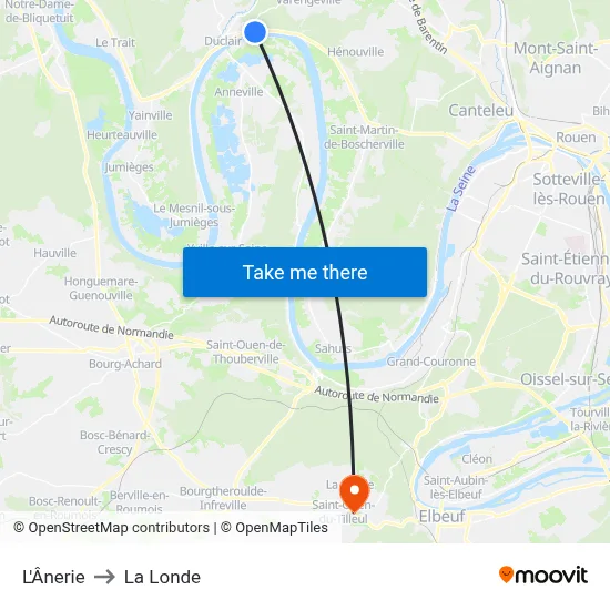 L'Ânerie to La Londe map