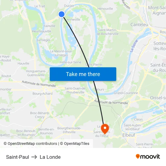 Saint-Paul to La Londe map