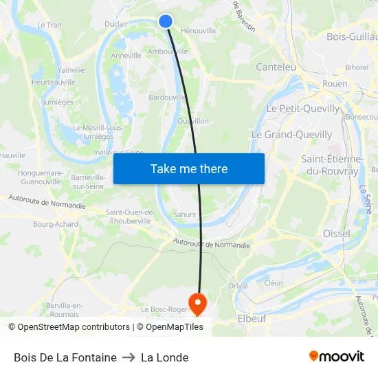Bois De La Fontaine to La Londe map