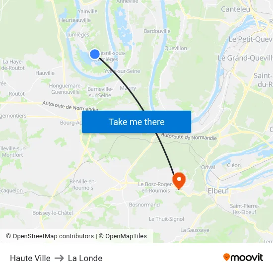 Haute Ville to La Londe map