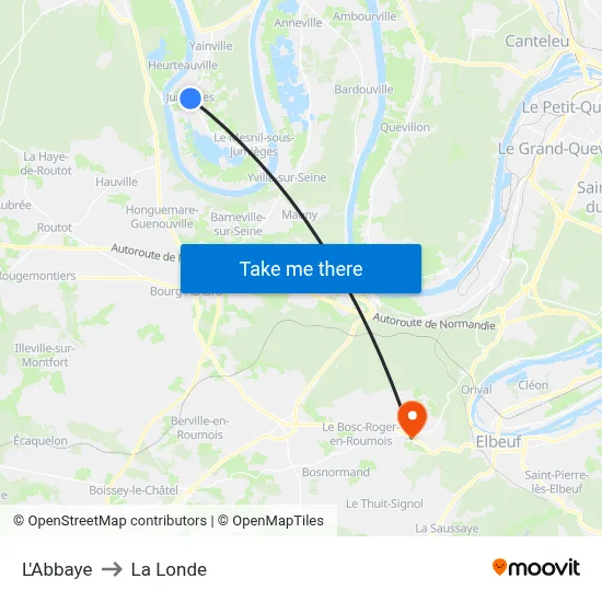 L'Abbaye to La Londe map