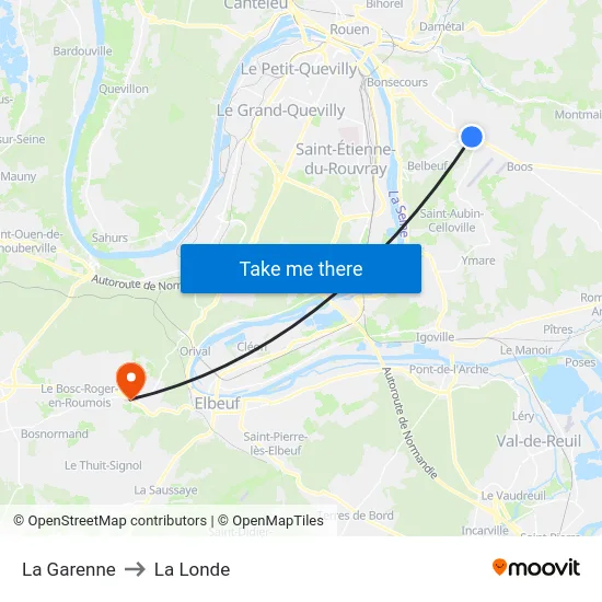 La Garenne to La Londe map