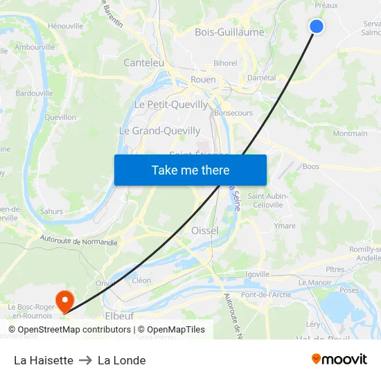 La Haisette to La Londe map