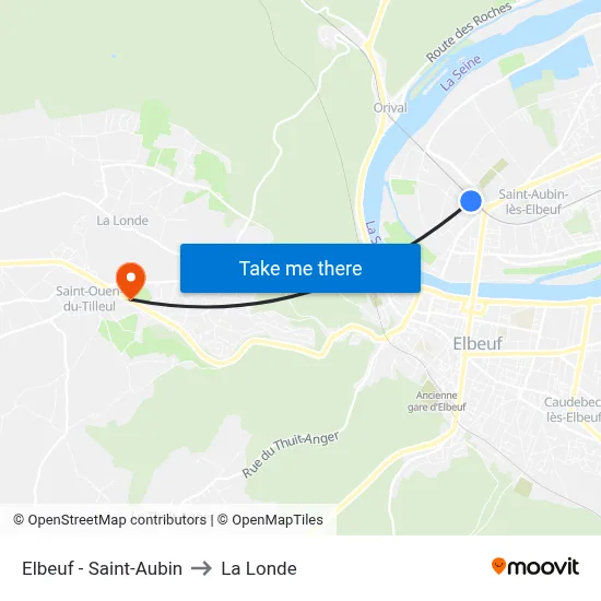 Elbeuf - Saint-Aubin to La Londe map