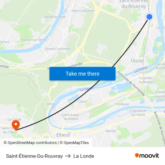 Saint-Étienne-Du-Rouvray to La Londe map