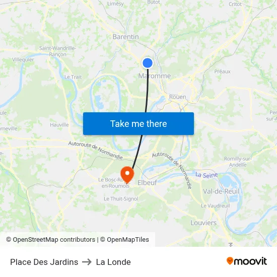 Place Des Jardins to La Londe map