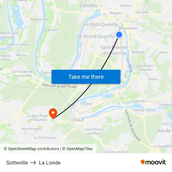 Sotteville to La Londe map