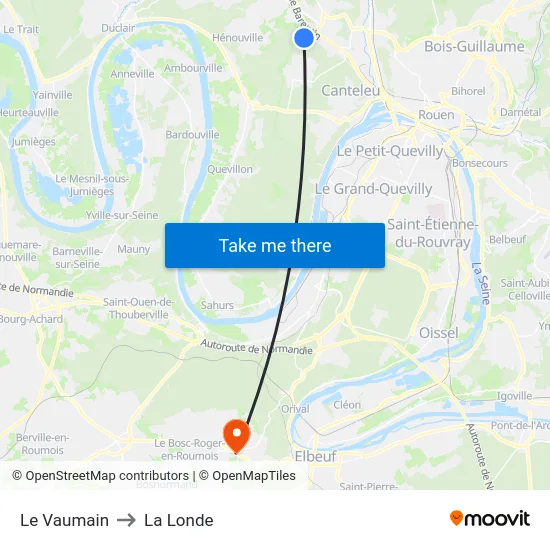 Le Vaumain to La Londe map